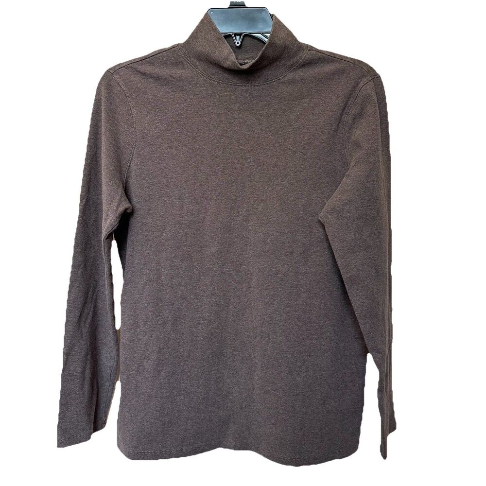 Pendleton Top Women’s Med Mock Neck Long Sleeve Pullover Brown Preppy Minimalist